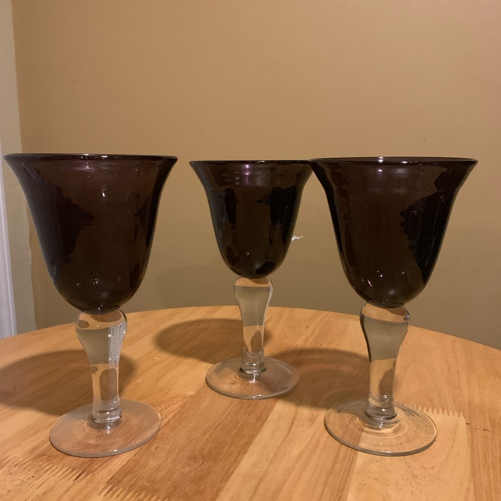 Vintage Hand Blown Wine Goblets